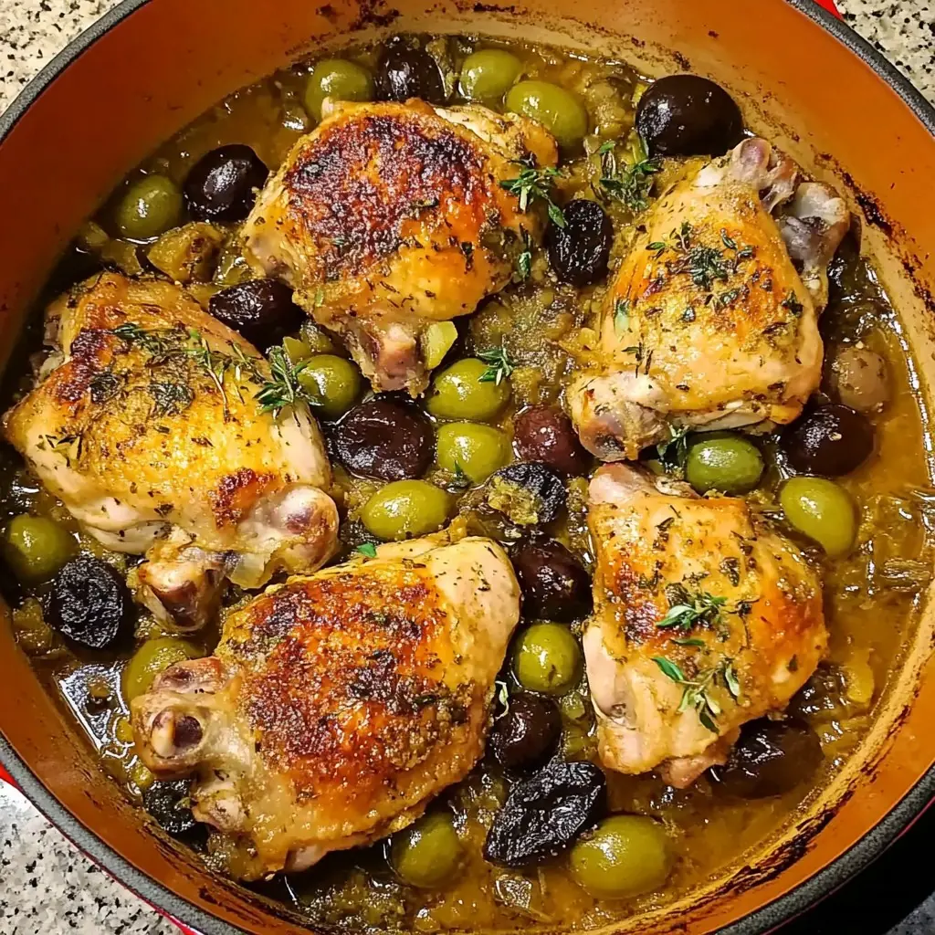 🍗 Savory Braised Chicken with Olives & Prunes 🫒✨