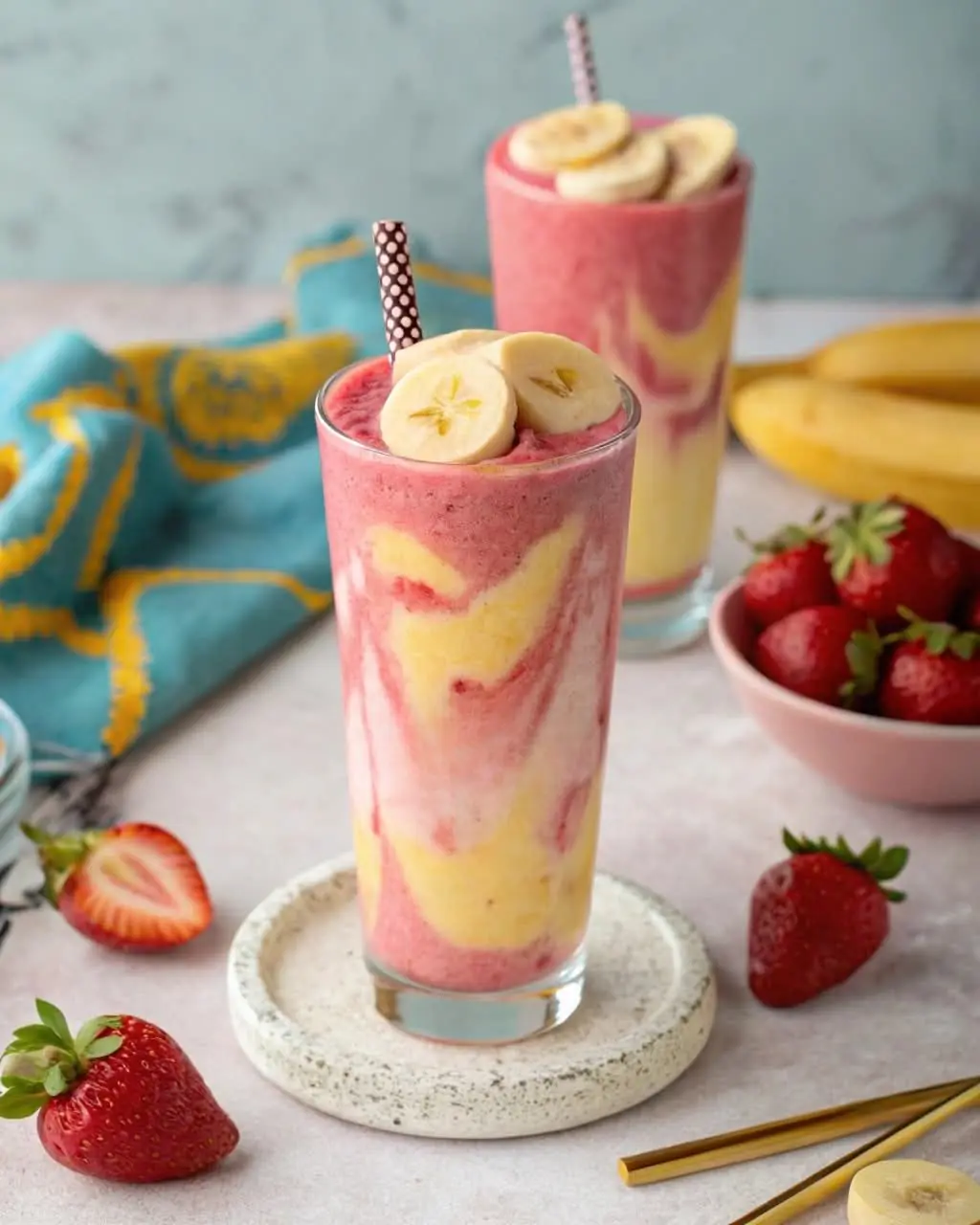 Strawberry Banana Swirl Smoothie 🍓🍌