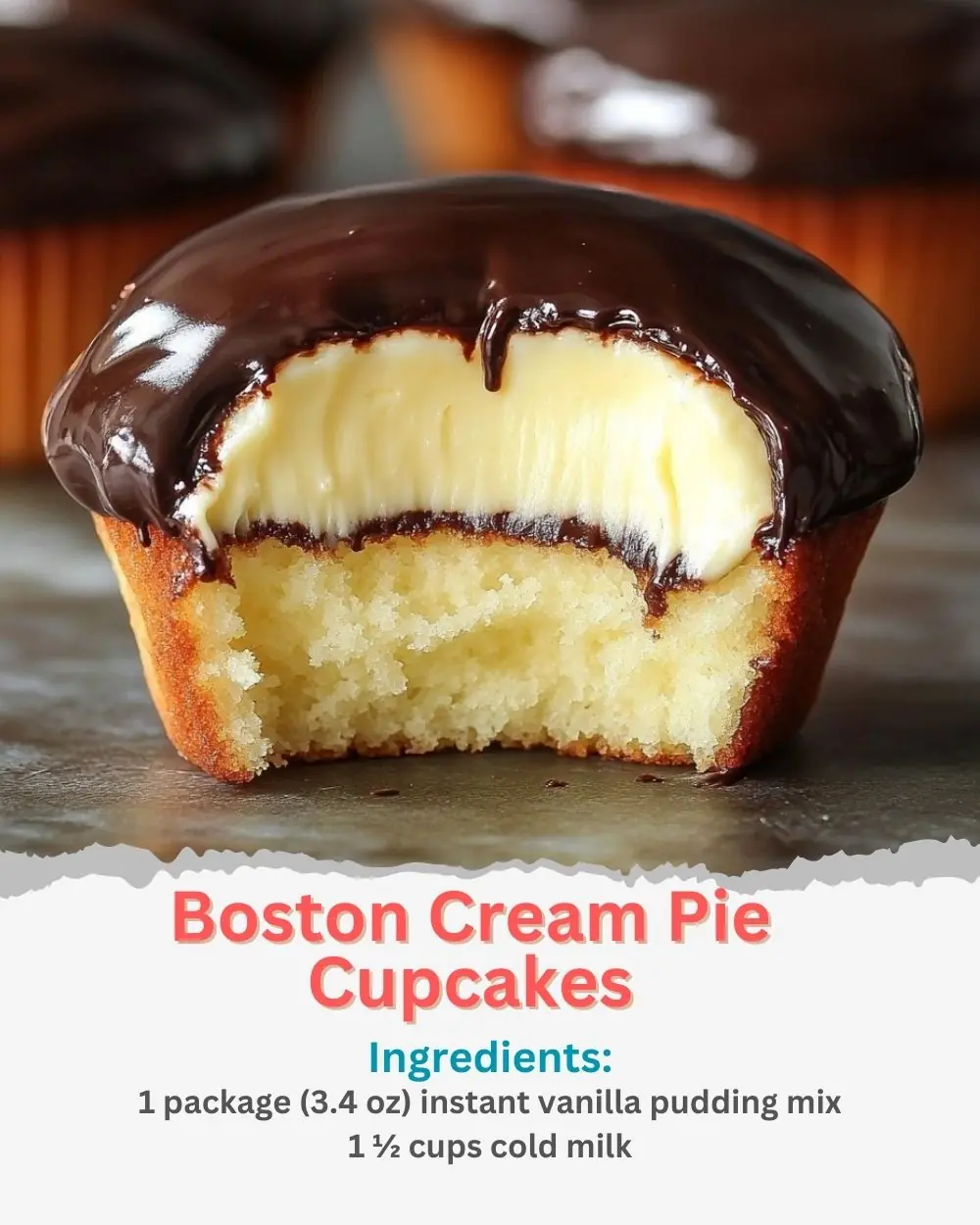 Boston Cream Pie Cupcakes