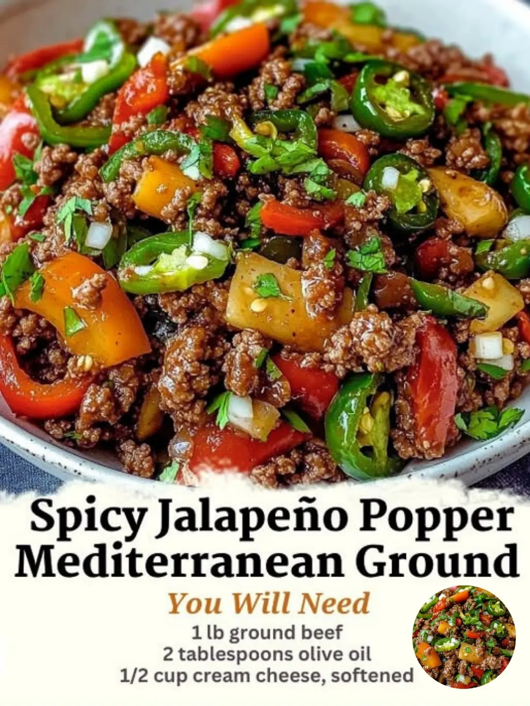 Spicy Jalapeño Popper Mediterranean Ground Beef Stir Fry