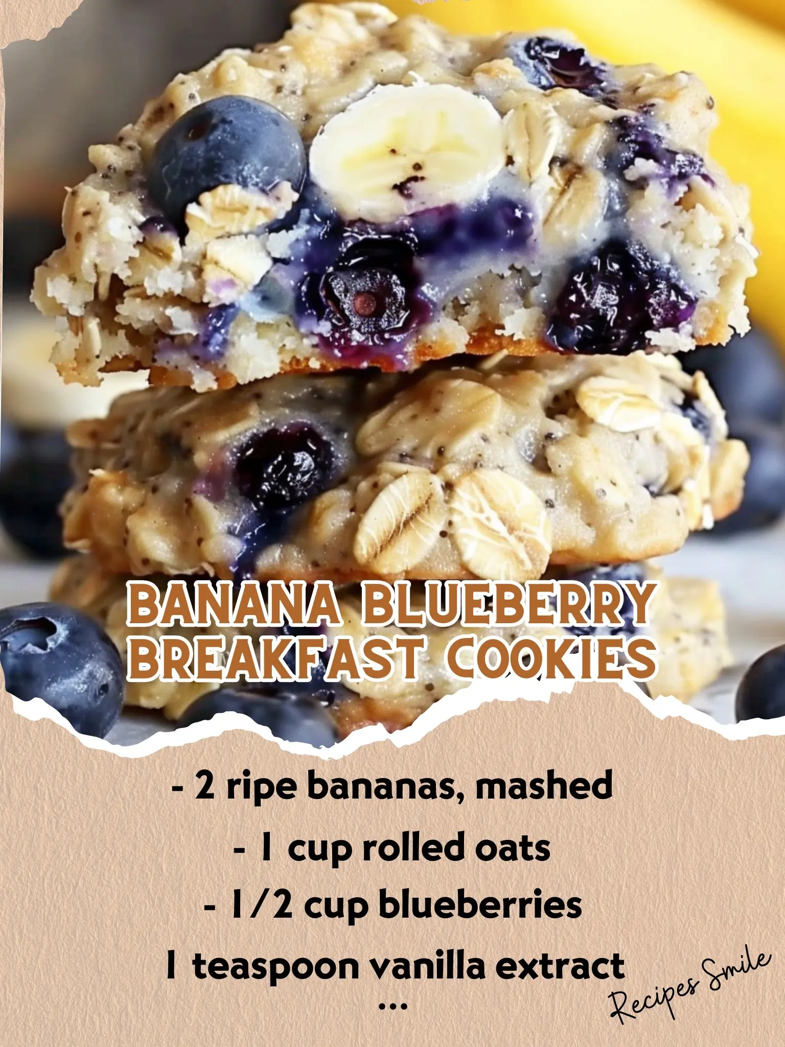 Banana Blueberry Breakfast Cookies