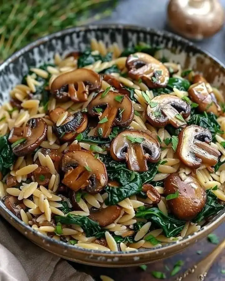 Spinach Mushroom Orzo