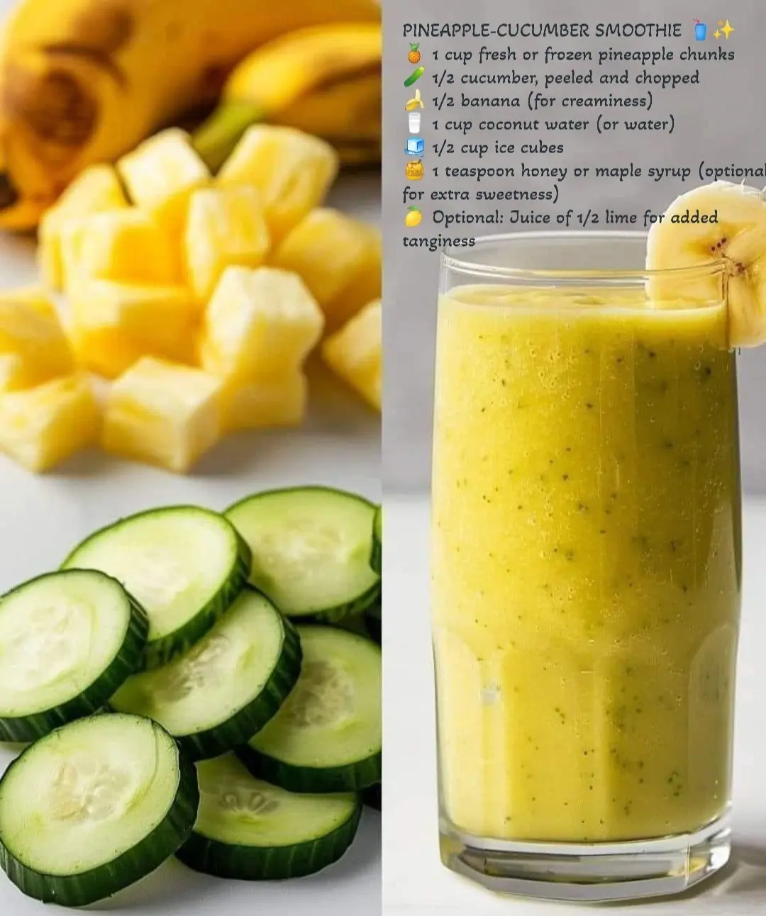 PINEAPPLE-CUCUMBER SMOOTHIE 🥤✨