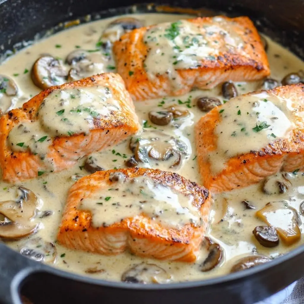 Creamy Garlic Mushroom Salmon