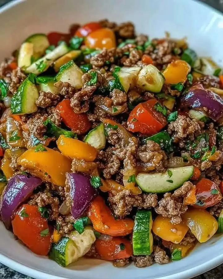 Mediterranean Ground Beef Stir Fry Recipe