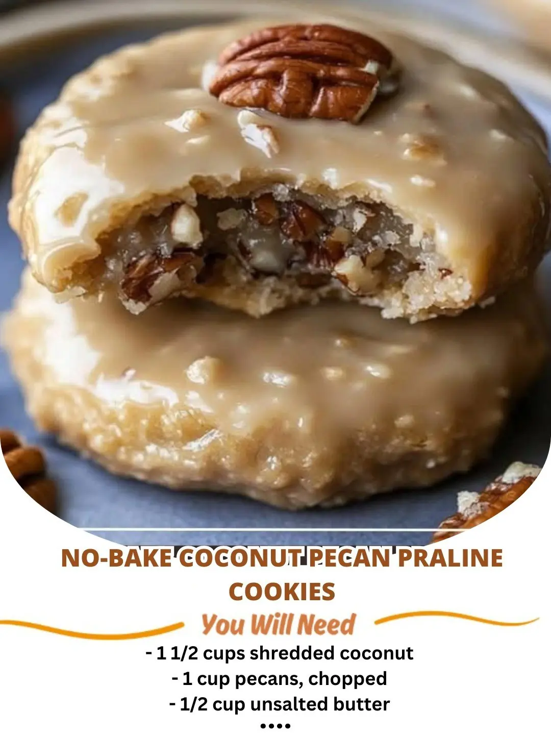 No-Bake Coconut Pecan Praline Cookies: A Sweet, Tropical Treat 🍪🥥✨