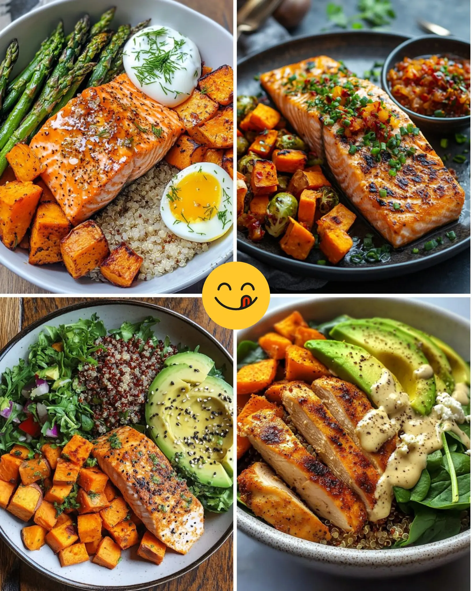 Honey Garlic Salmon & Roasted Sweet Potato Bowl 🍯🐟🍠