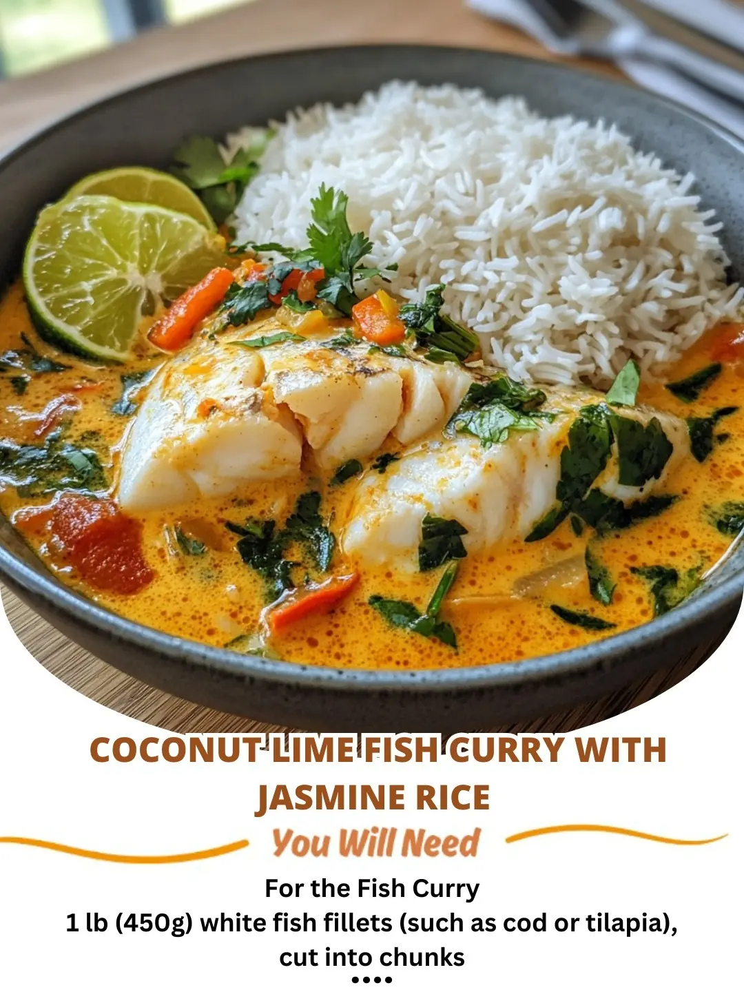 Coconut Lime Fish Curry with Jasmine Rice