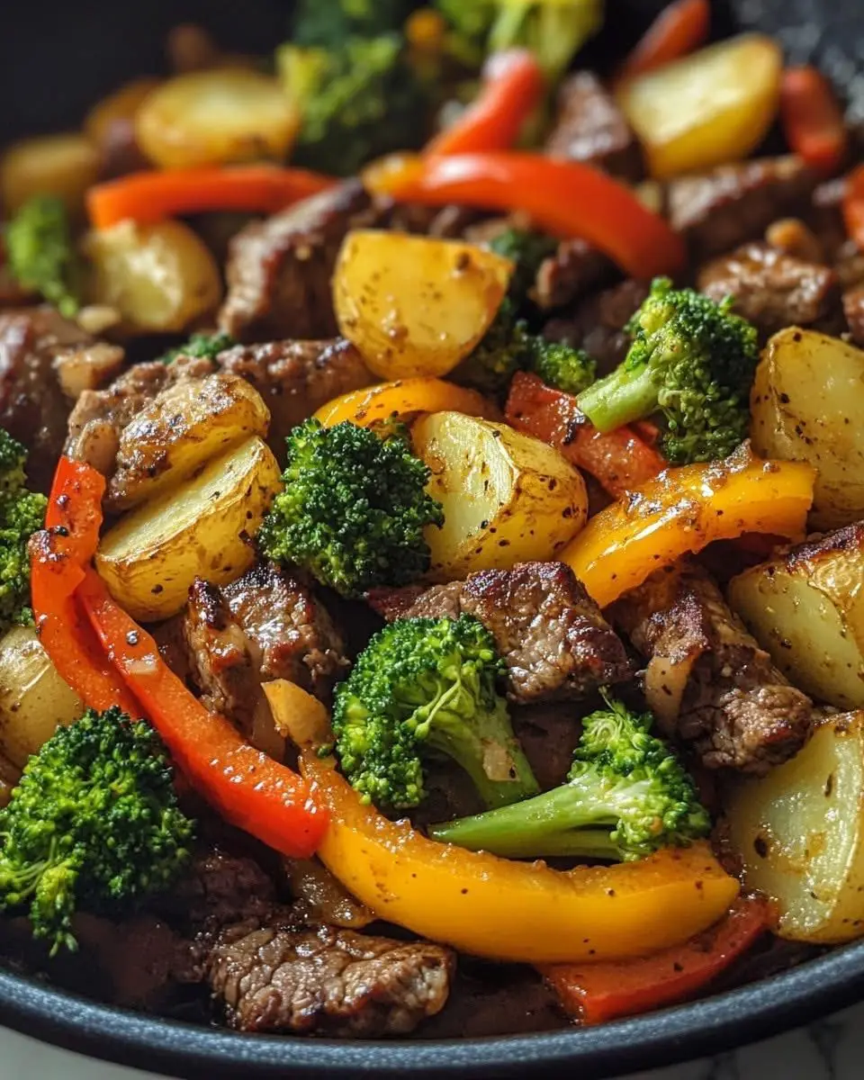 Pepper Steak with Garlic Butter Potatoes and Cheesy Broccoli 🥩🥦🧀