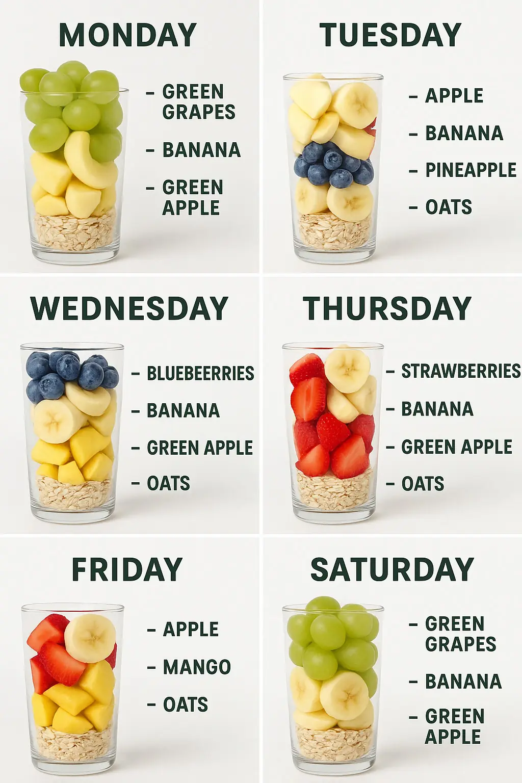 Weekly Oat Fruit Smoothie Plan