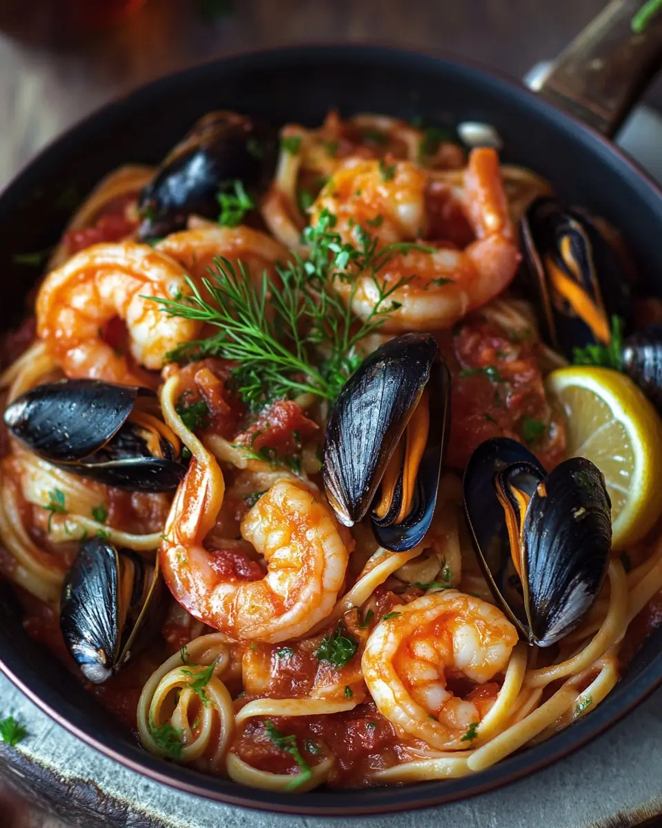 Shrimp & Mussel Linguine with a Zesty Tomato Sauce π
β¨
