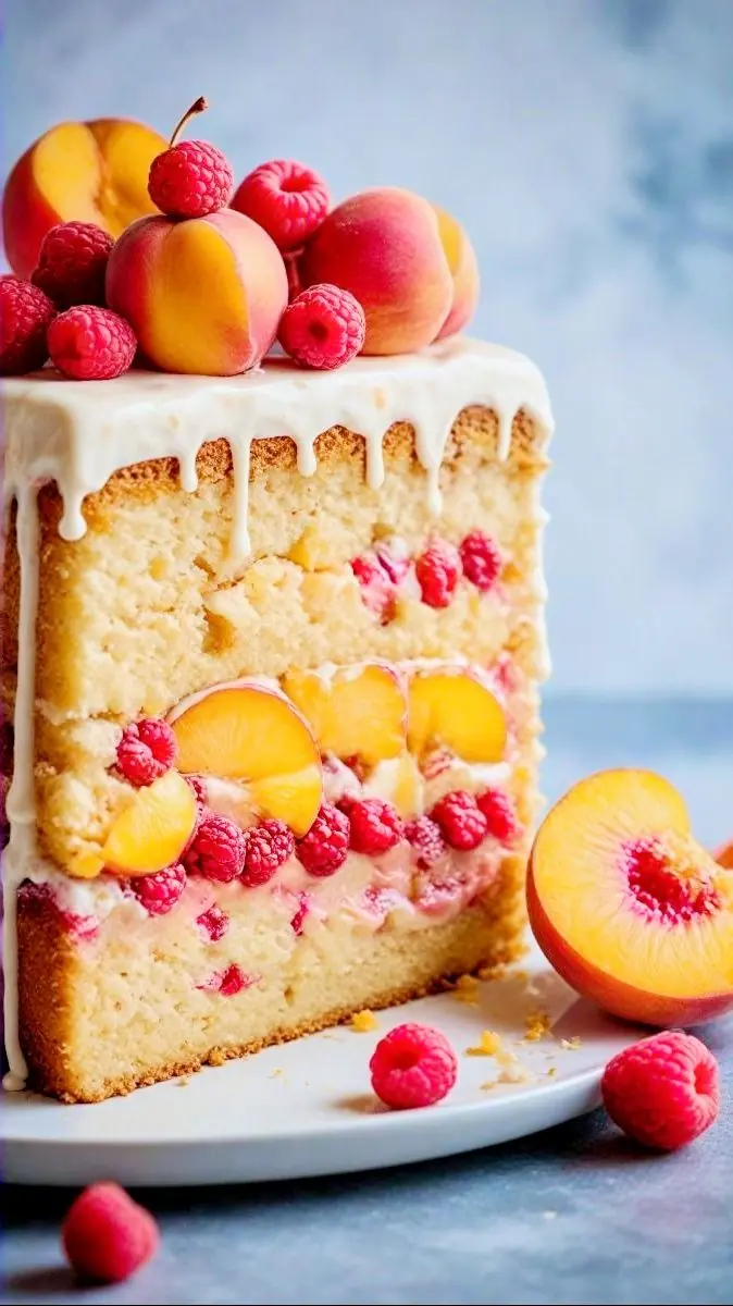 PEACH RASPBERRY CAKE