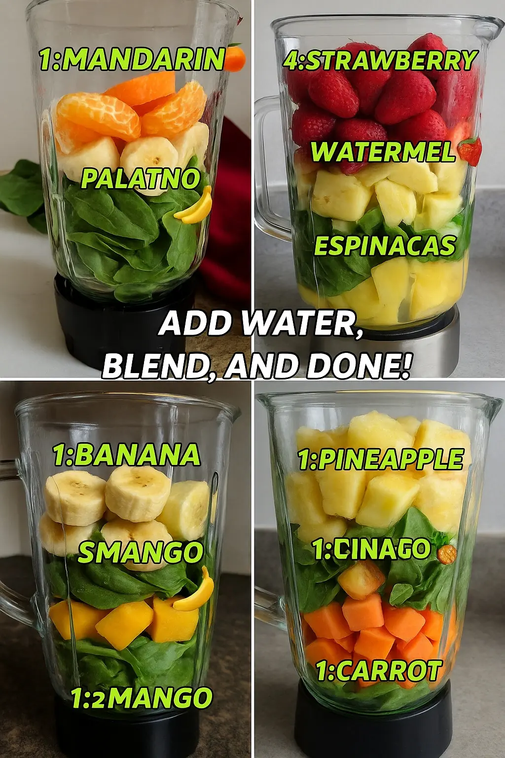 π₯€ Tropical Green Smoothie Set β 4 Variations