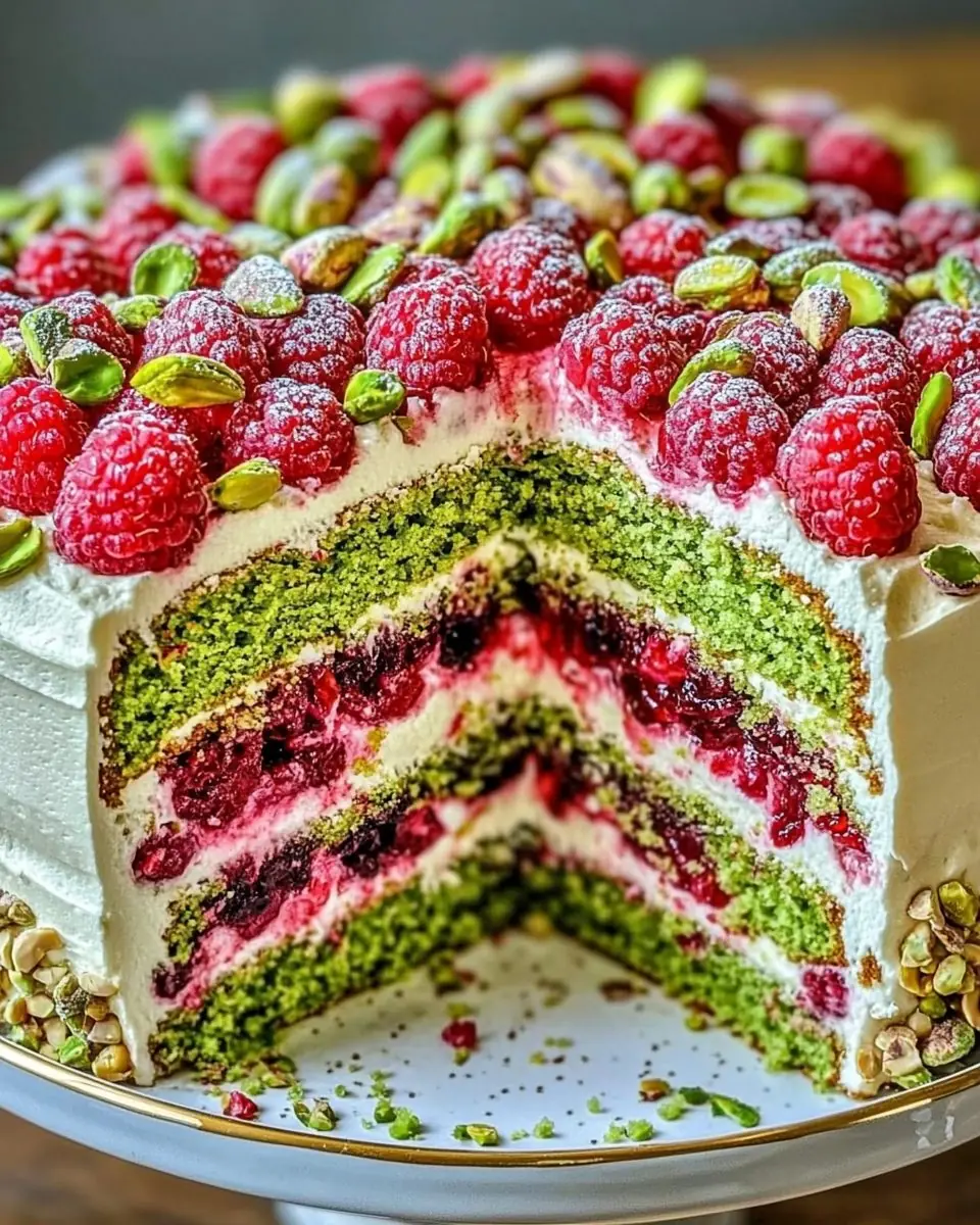 Heavenly Pistachio Raspberry Dream Cake