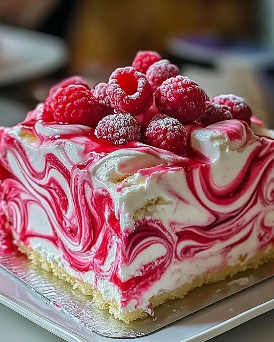 Raspberry Swirl Ice Cream Cake