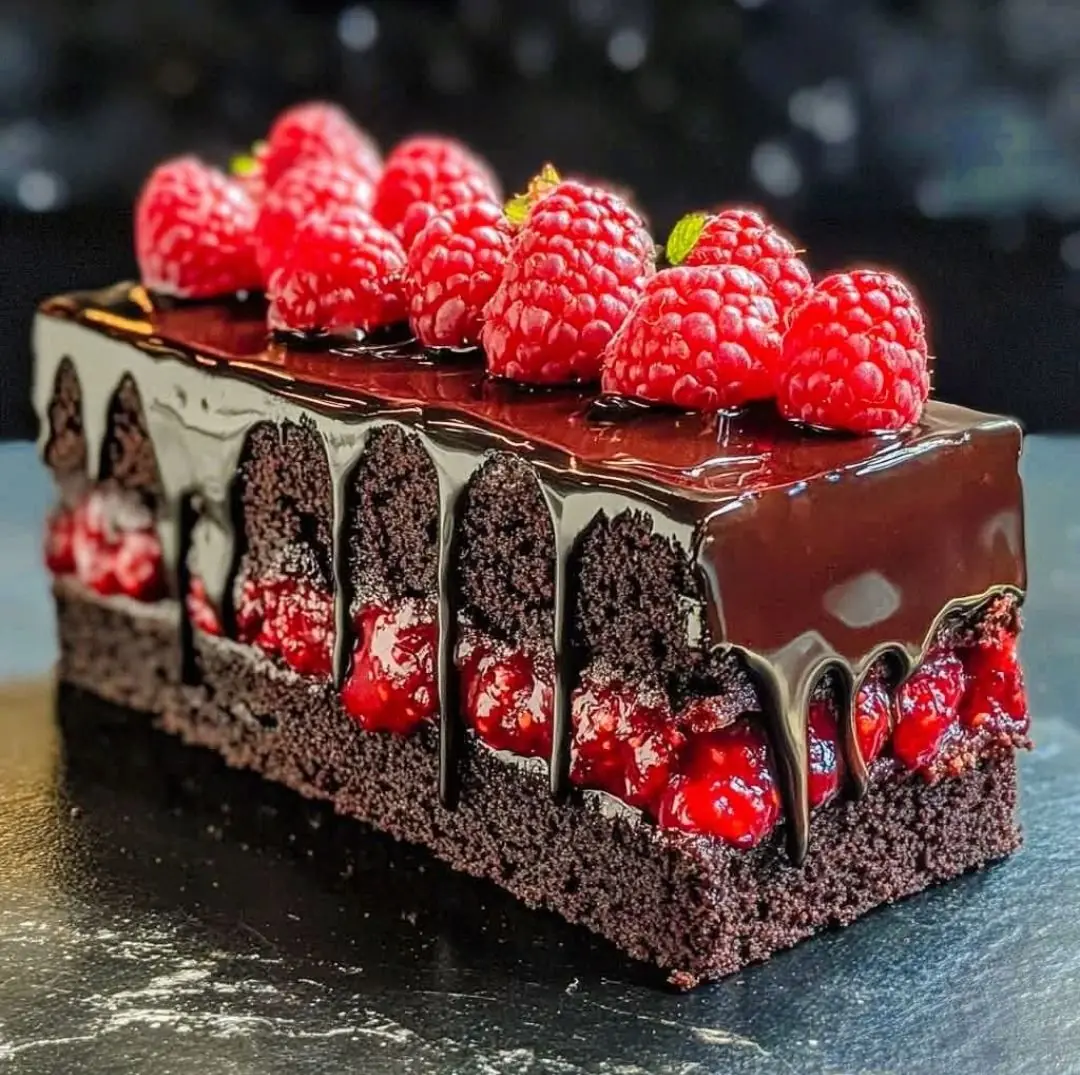 DARK CHOCOLATE RASPBERRY TRUFFLE CAKE