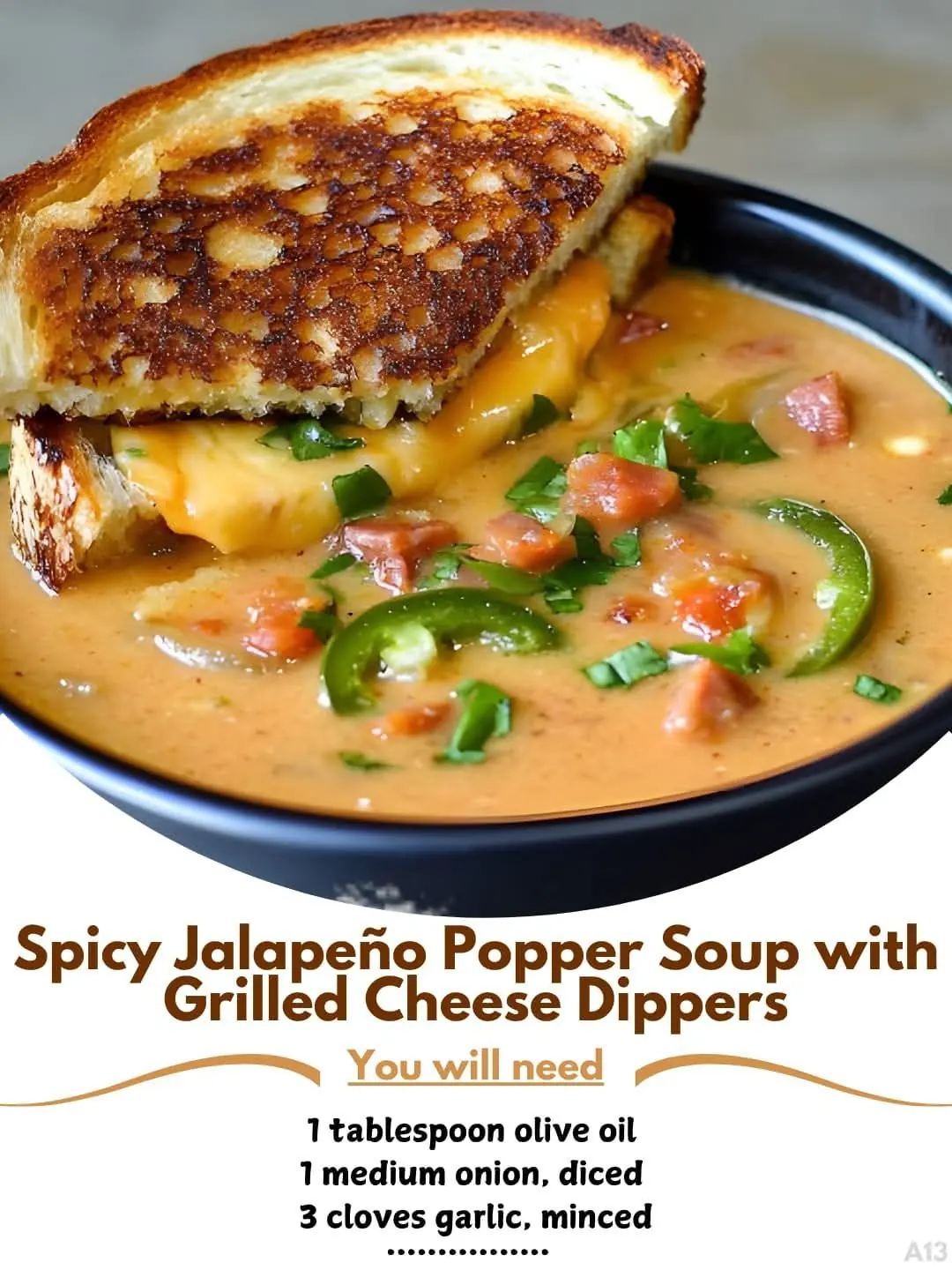🌶️ Spicy Jalapeño Popper Soup with Grilled Cheese Dippers