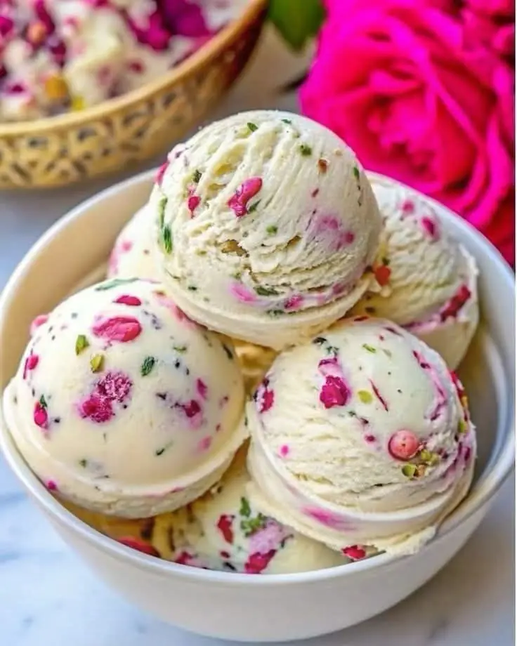 Rose and Pistachio Ice Cream