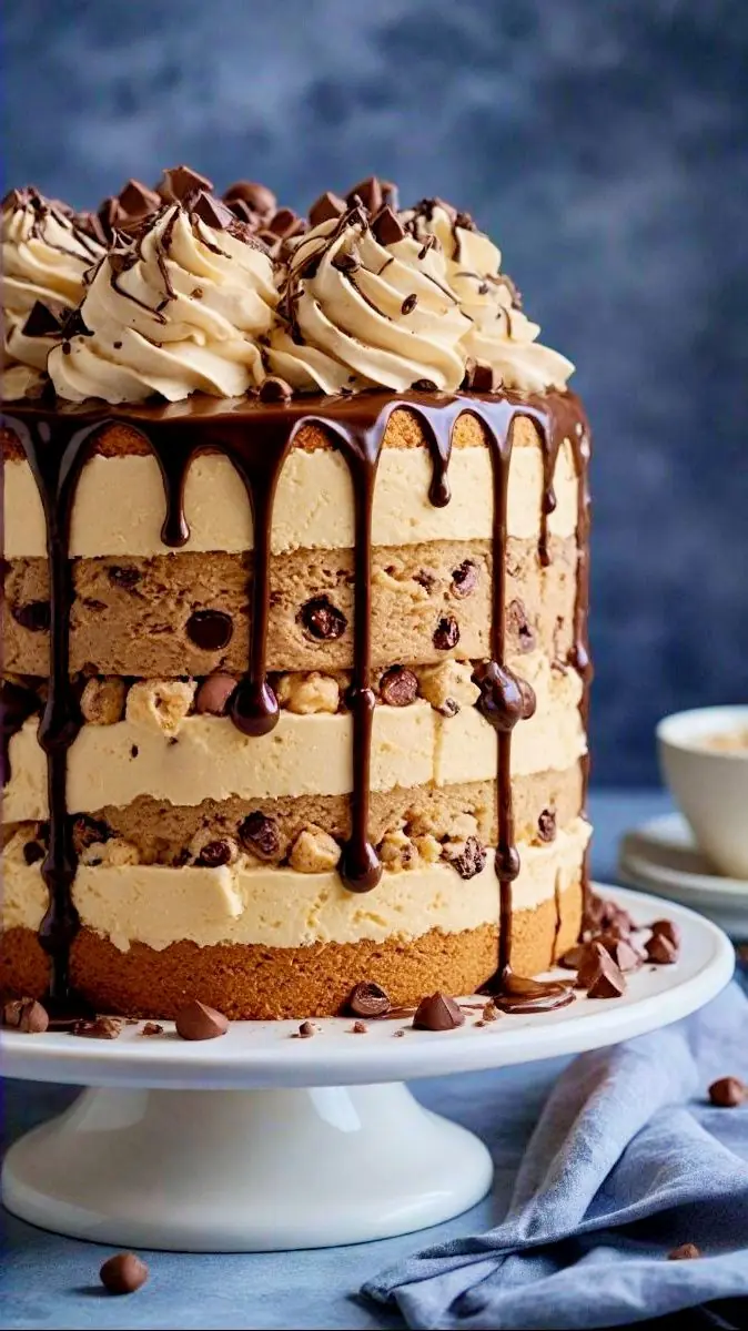 Chocolate Chip Cookie Dough Ice Cream Cake