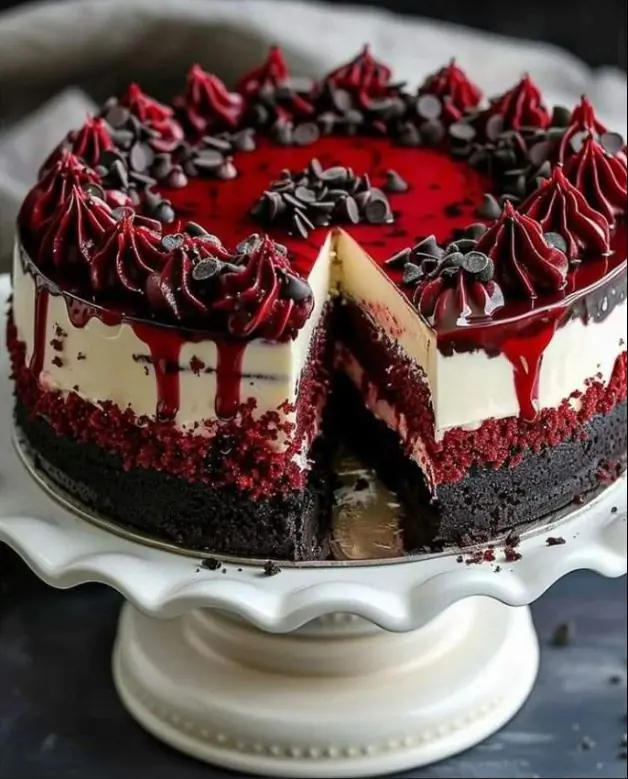 Red Velvet Cookie Dough Cheesecake