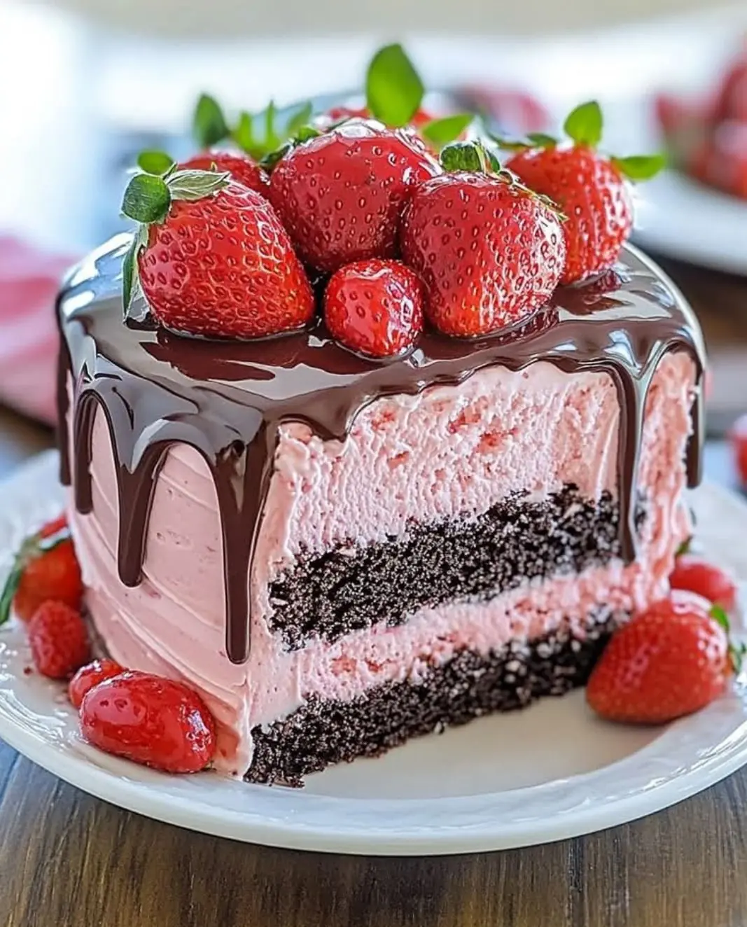🍓🍫✨ Decadent Strawberry Chocolate Fantasy Ice Cream Cake ✨🍫🍓