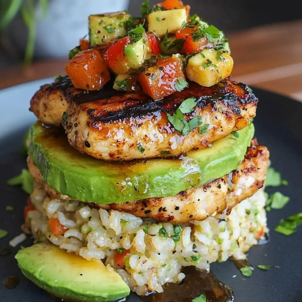 Honey Lime Chicken & Avocado Rice Stack
