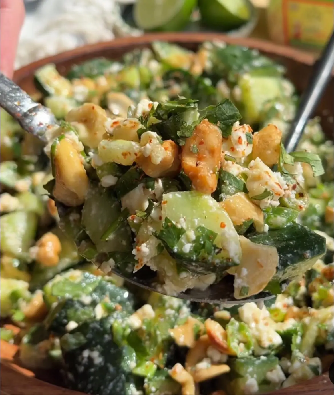 Spicy Smashed Cucumber and Feta Salad
