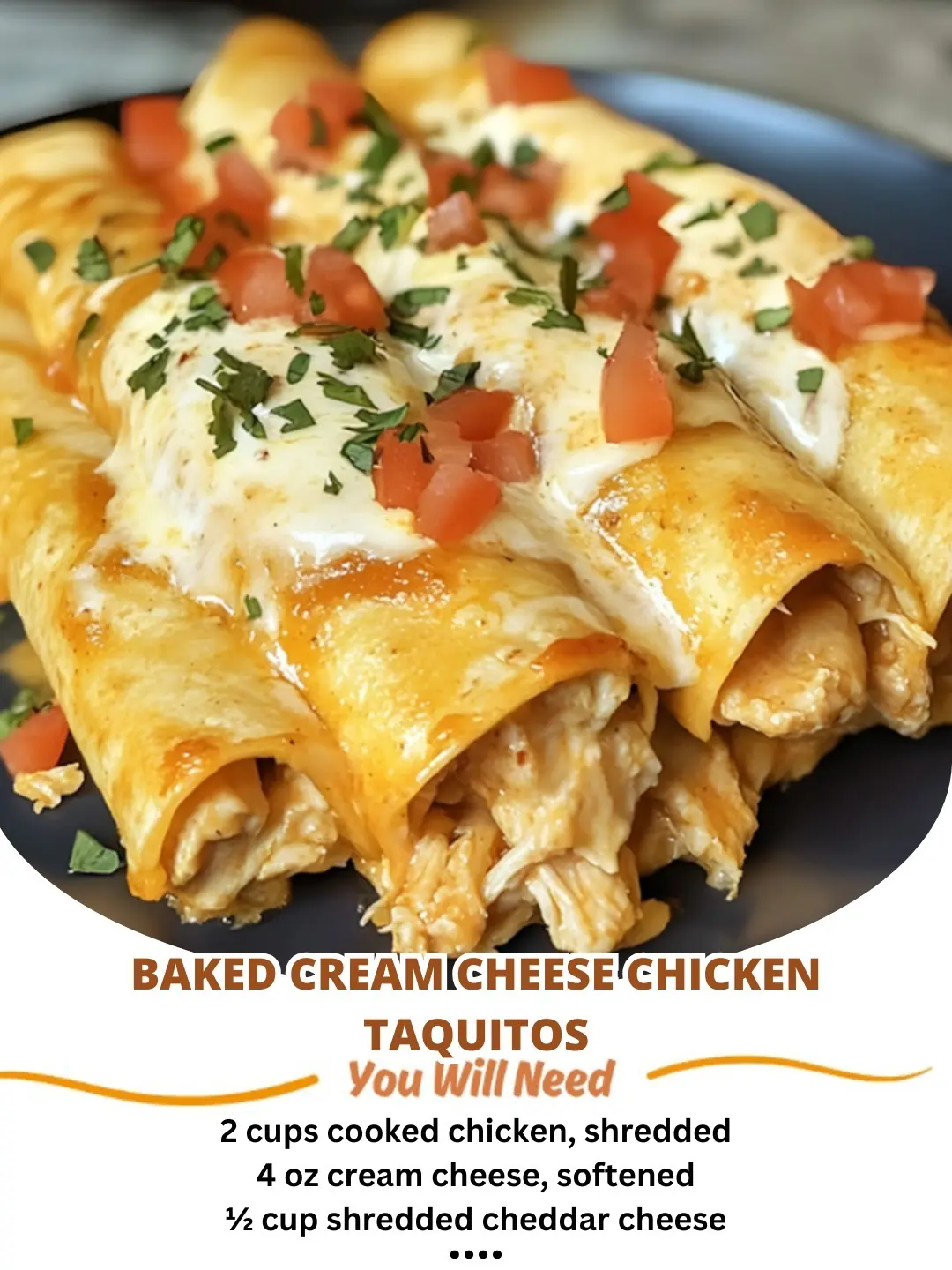 Baked Cream Cheese Chicken Taquitos