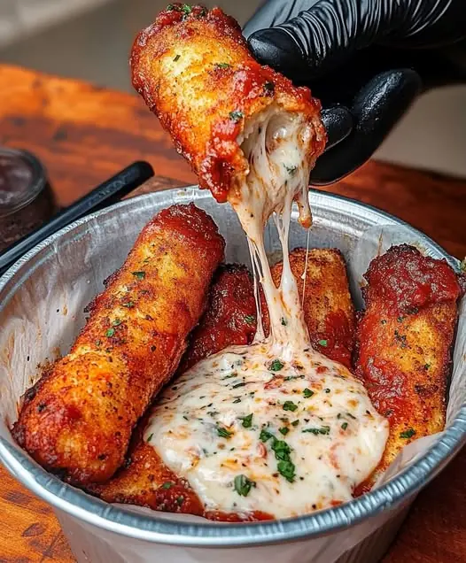 Crispy Mozzarella Sticks with Marinara & Creamy Dip