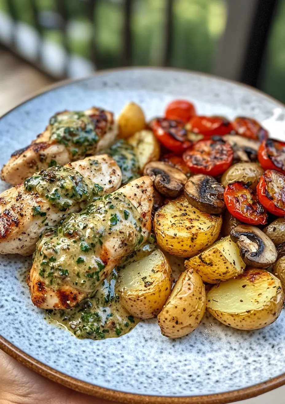 π
πΏπ Tuscan Garlic Chicken & Crispy Potatoes with Sun-Dried Tomato Mushroom Pesto