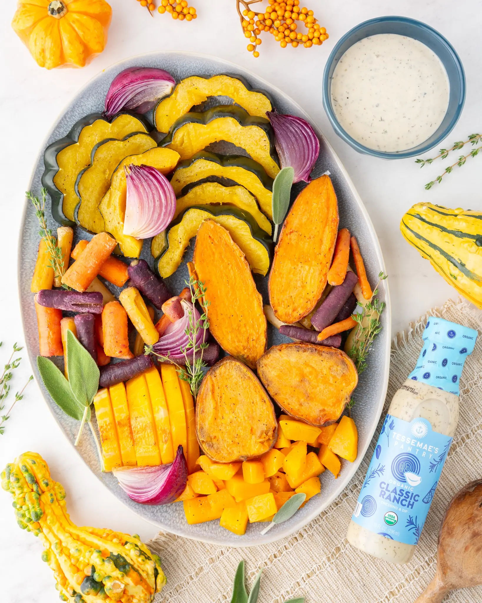 🍁 Fall Harvest Roasted Veggies with Ranch Dip 🍠🥕