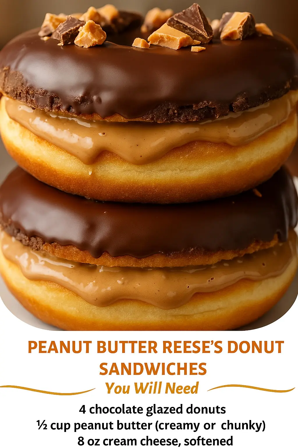 Peanut Butter Reese’s Donut Sandwiches