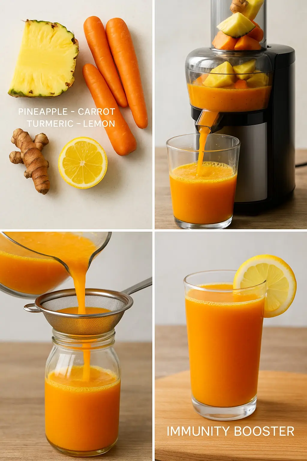 Boost Your Health with Homemade Pineapple Turmeric Carrot Lemon Juice