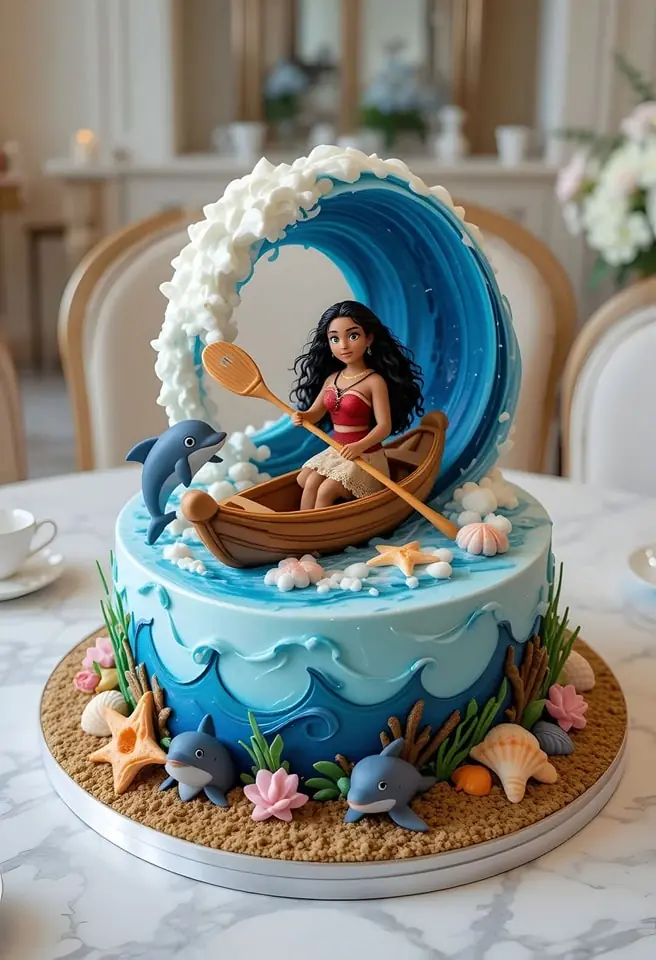 Moana-Themed Celebration Cake (Metric/Grams Version)