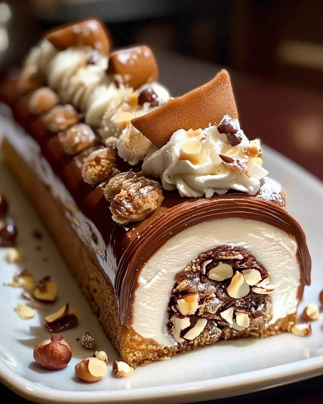 🎄 Coffee-Hazelnut Crunch Yule Log 🎄