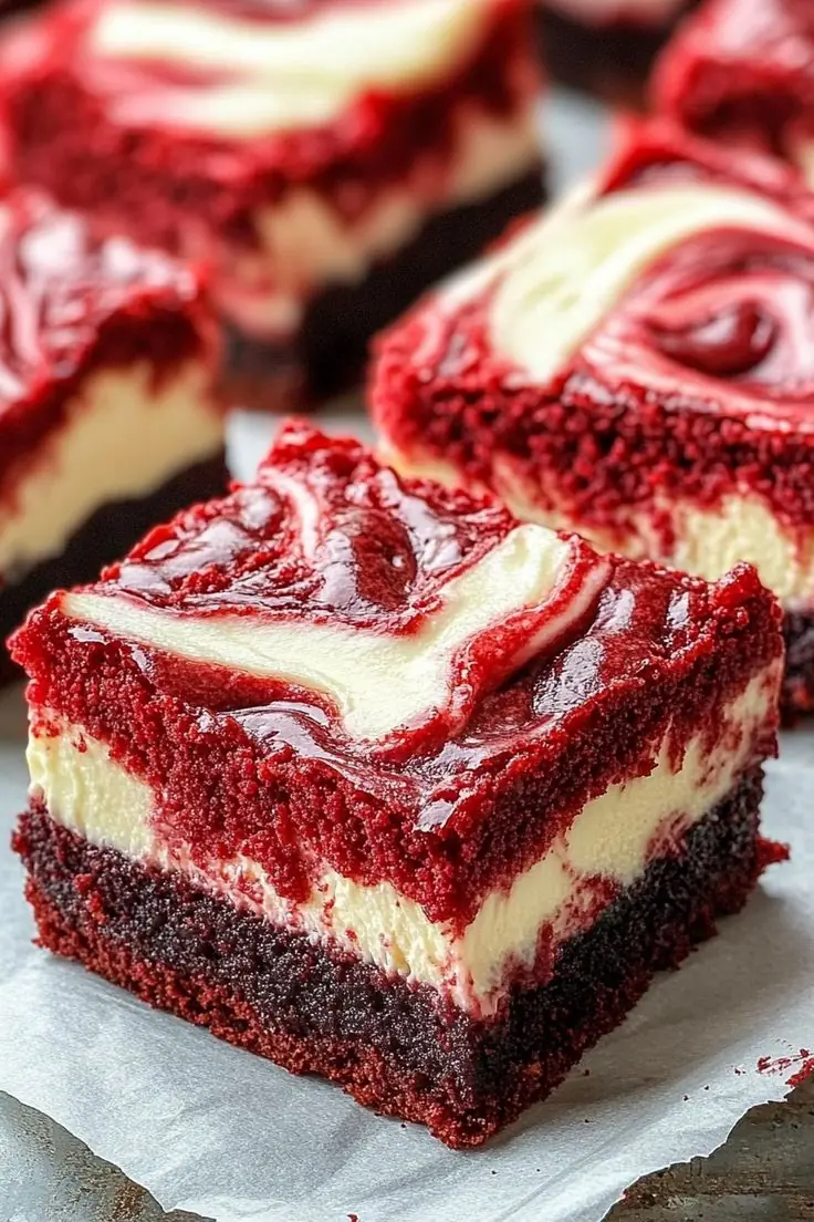 🍫🎂 Red Velvet Cheesecake Swirl Brownies