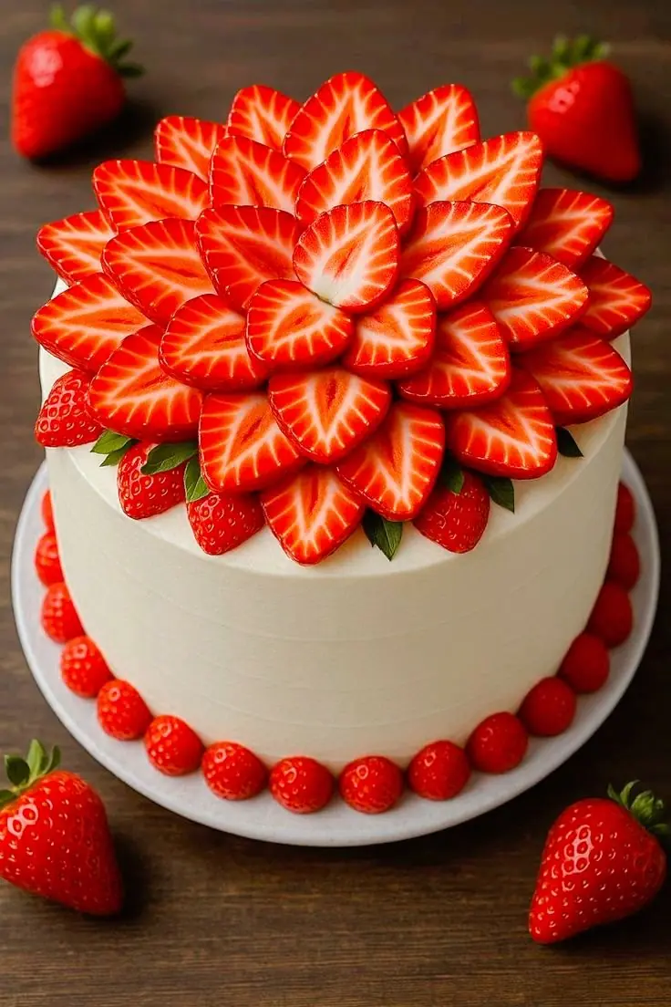 🍓 STRAWBERRY BLOOM VANILLA CAKE