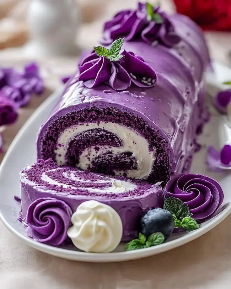 ππ Purple Blackberry Swiss Roll Cake