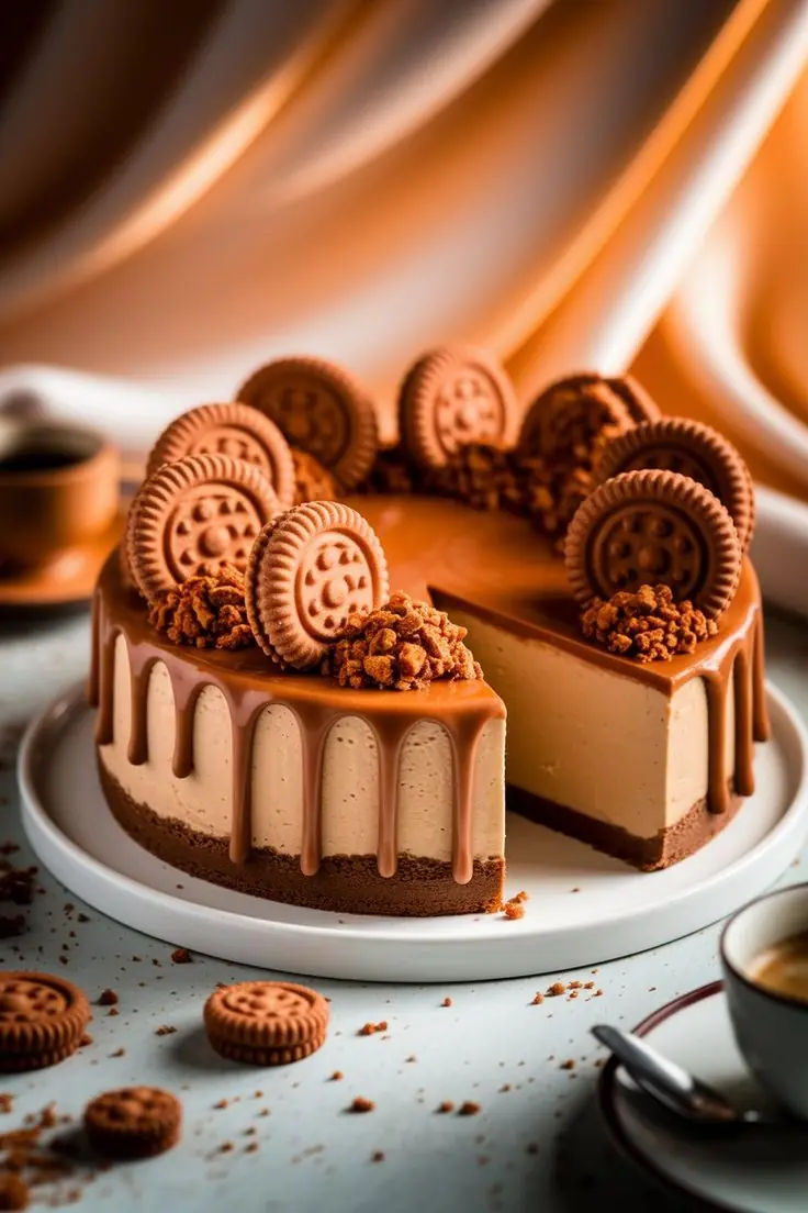 🍰✨ No-Bake Biscoff Cheesecake