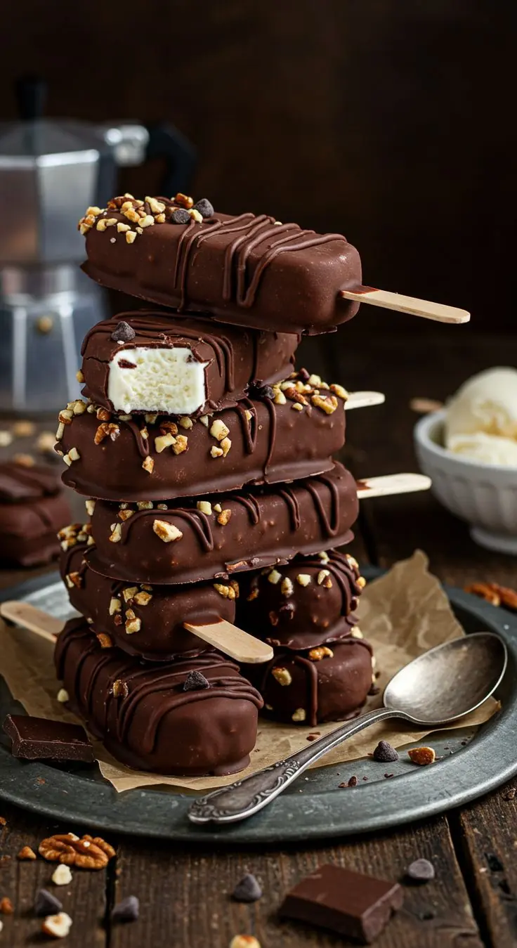 Homemade Chocolate-Covered Ice Cream Bars