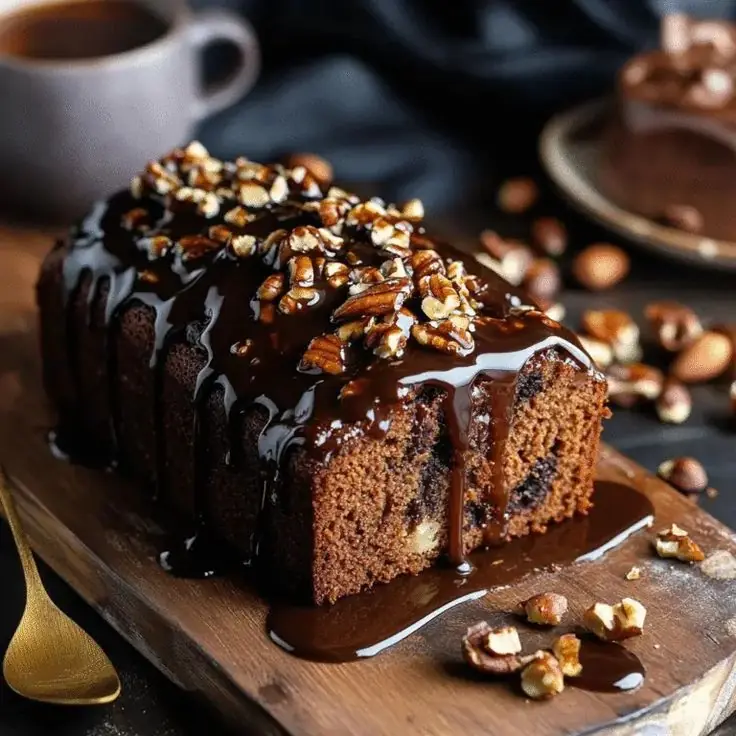Date Coffee Loaf Cake with Walnuts & Rich Espresso Glaze