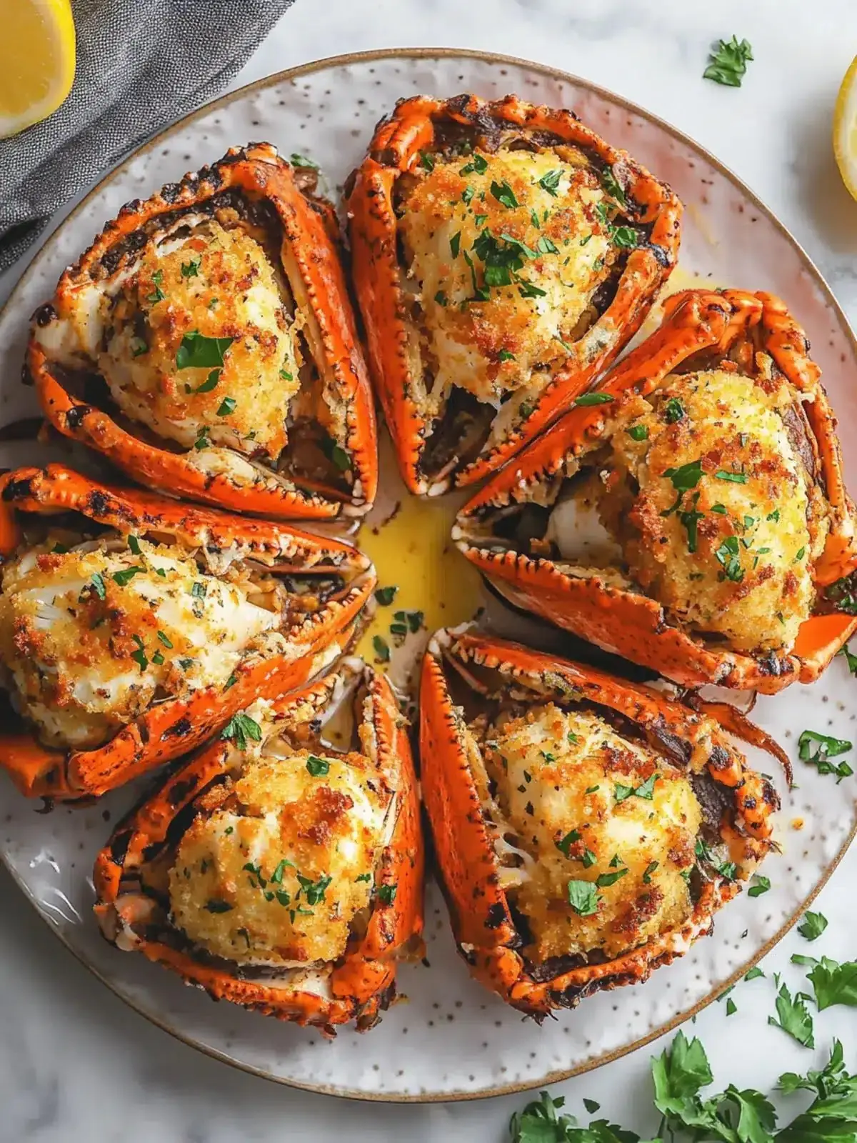 Baked Stuffed Crab Shells with Herb Breadcrumbs
