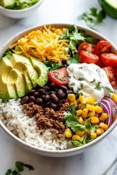 Mexican-Style Ground Beef Rice Bowl