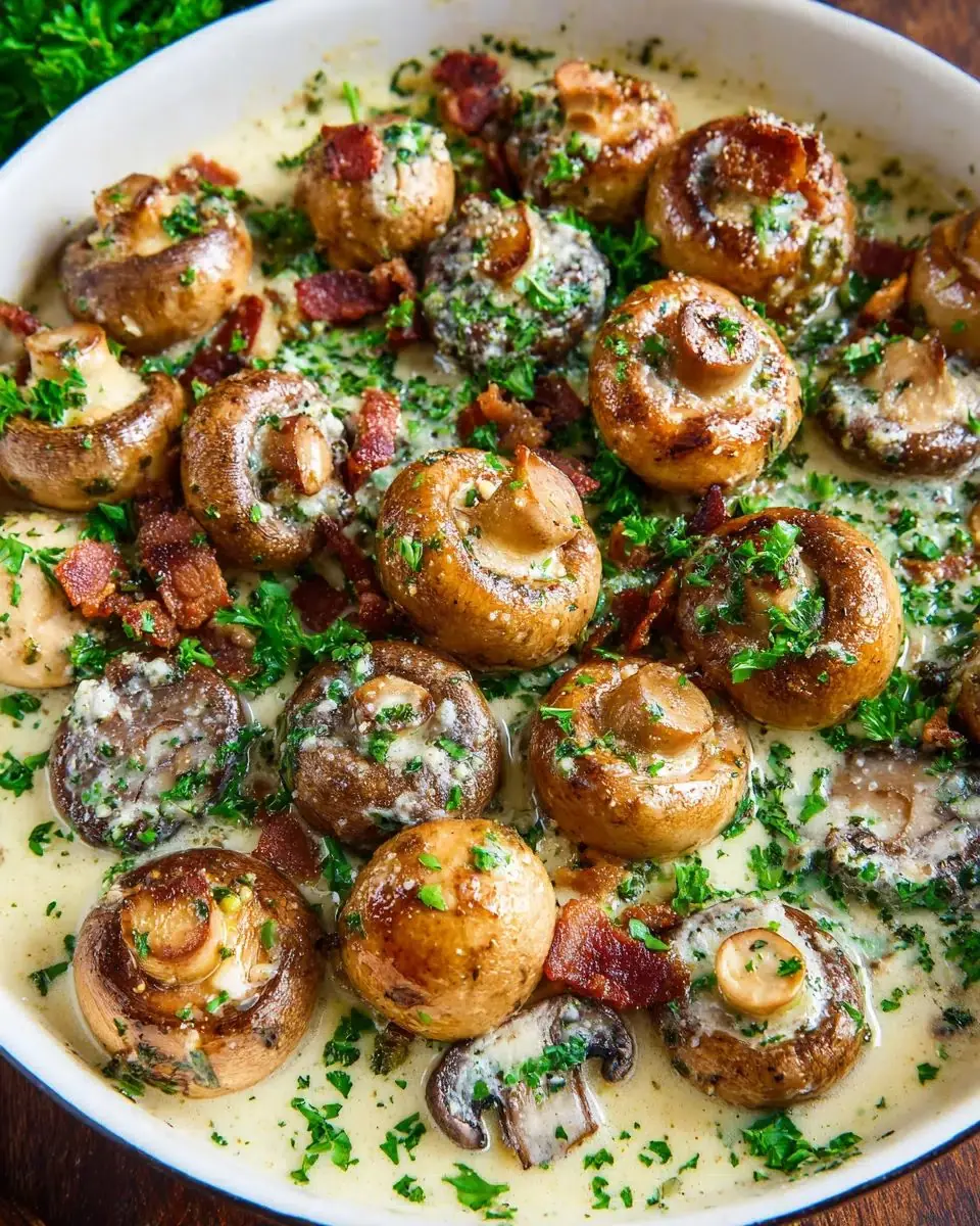 Creamy Garlic Mushrooms with Bacon