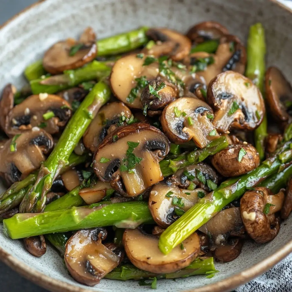 Sautéed Mushrooms & Asparagus with Garlic Butter