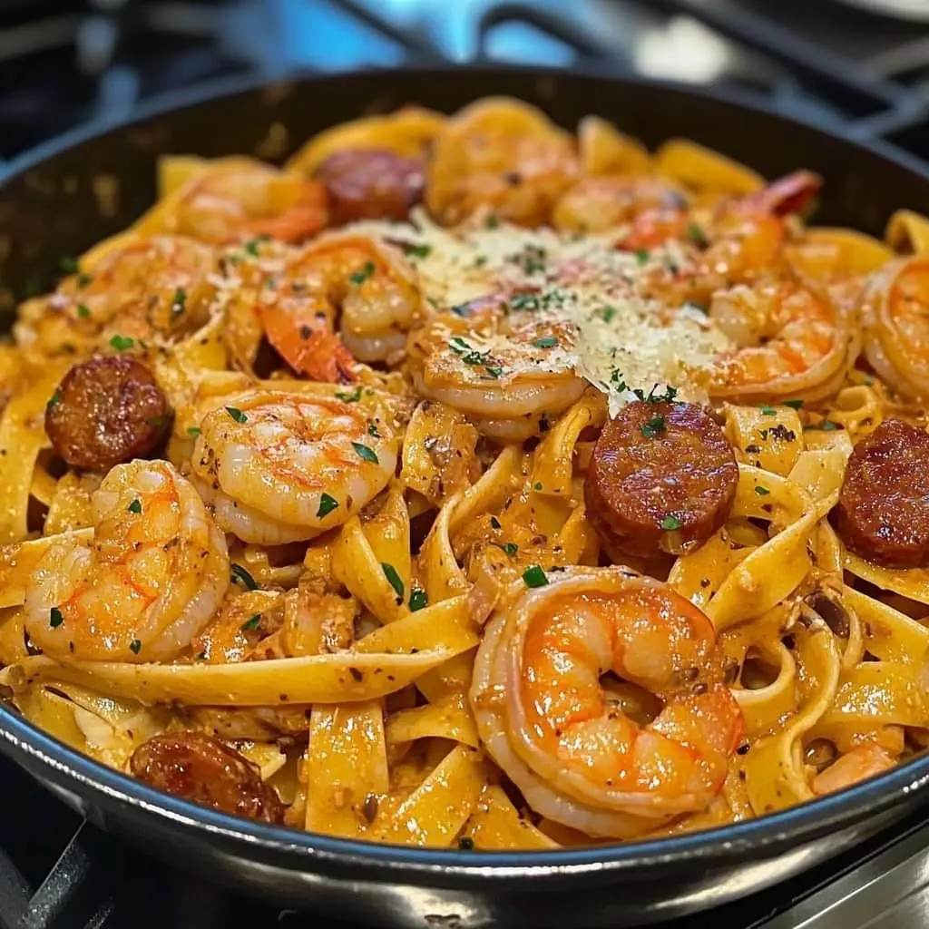 Creamy Cajun Pasta with Shrimp and Spicy Sausage