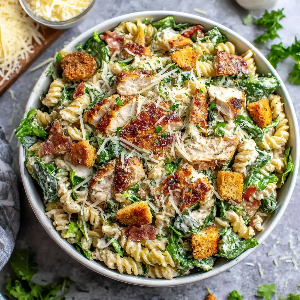 Creamy Chicken Caesar Pasta Salad