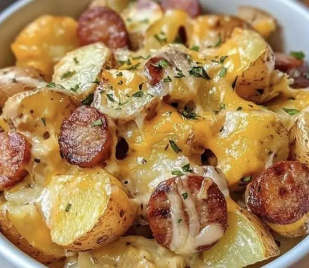 Cheesy Ranch Potatoes & Sausage Bake