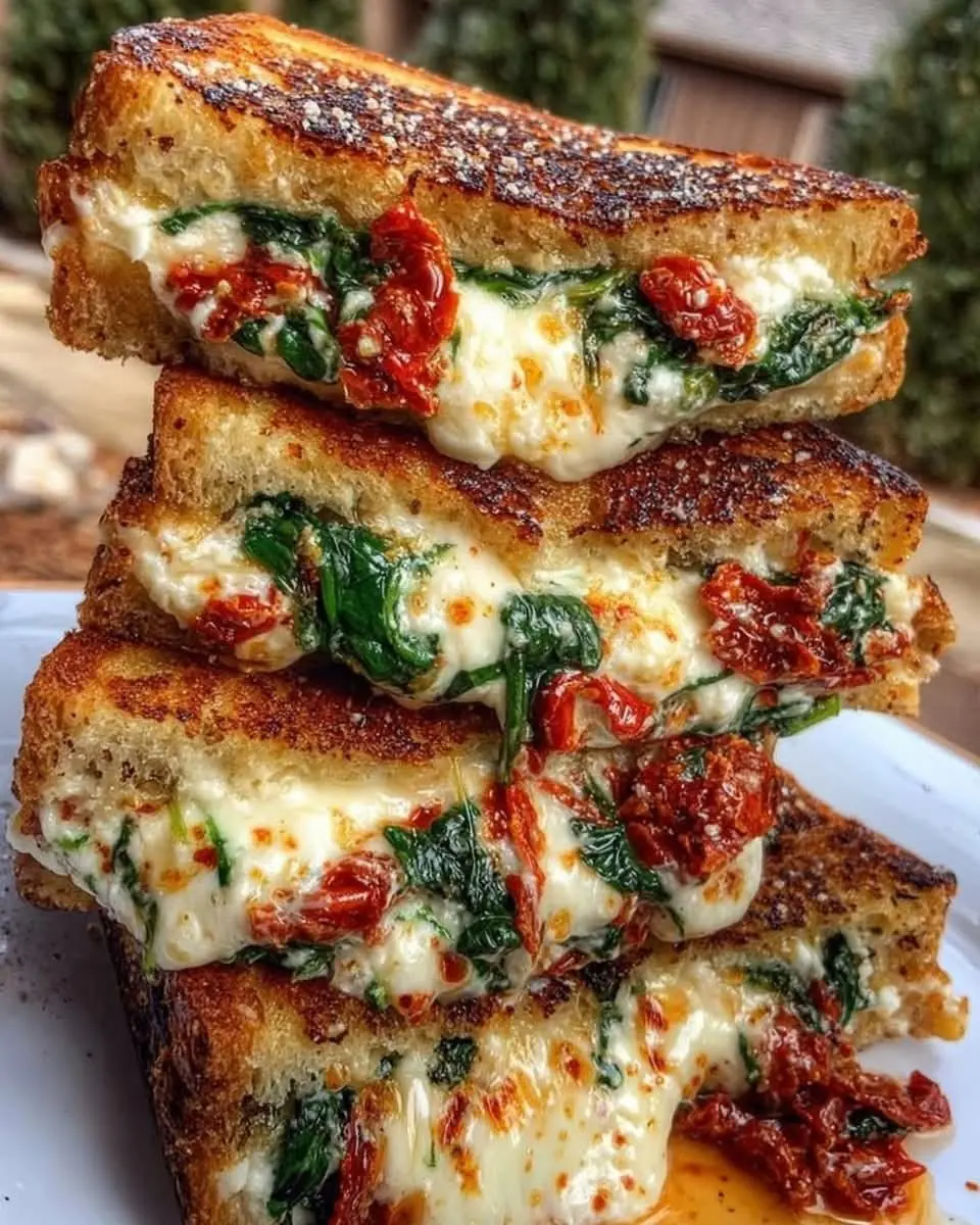 Spinach and Sun-Dried Tomato Grilled Cheese