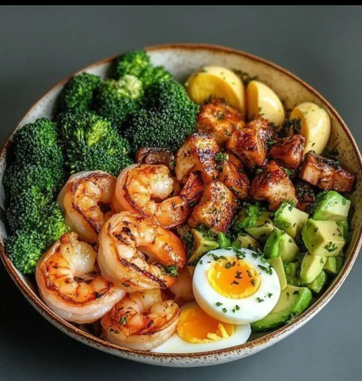 Shrimp, Avocado, and Egg Power Bowl